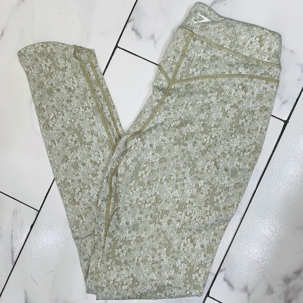 Gymshark Fleur Textured Leggings - khaki marl